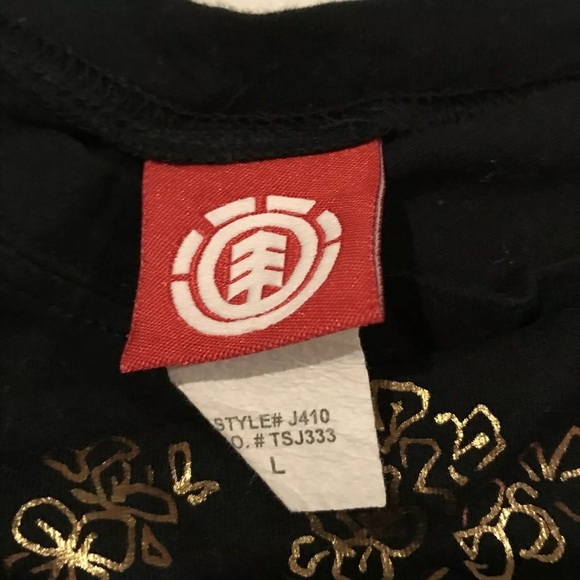 🌼3/$10🌼 Element Black Floral Metallic T-shirt Lg - Picture 2 of 2
